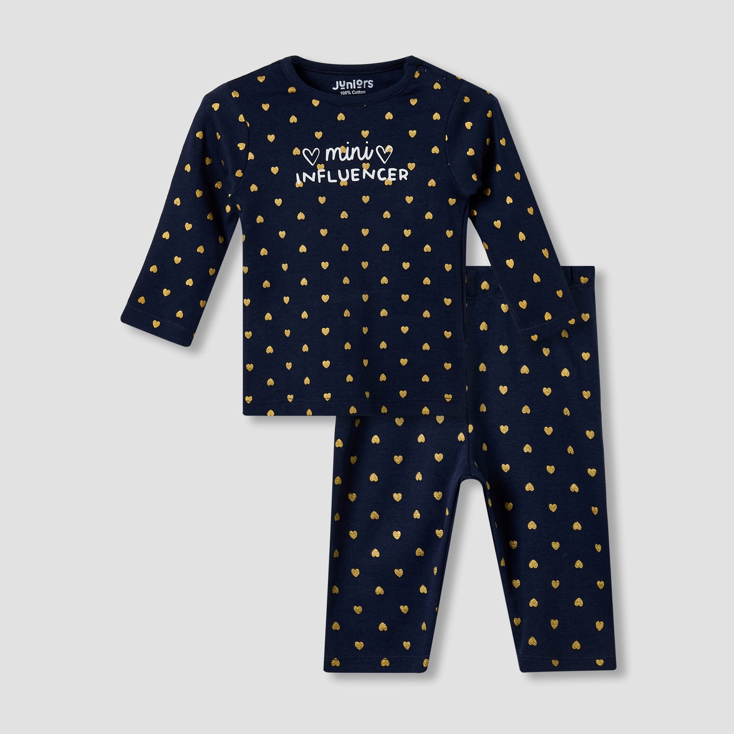 Juniors All-Over Heart Print T-shirt and Pyjama Set