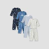 Pack of 4 Juniors Cotton Crew Neck Long Sleeves Pyjama Set with Space Print-undefined-image-1
