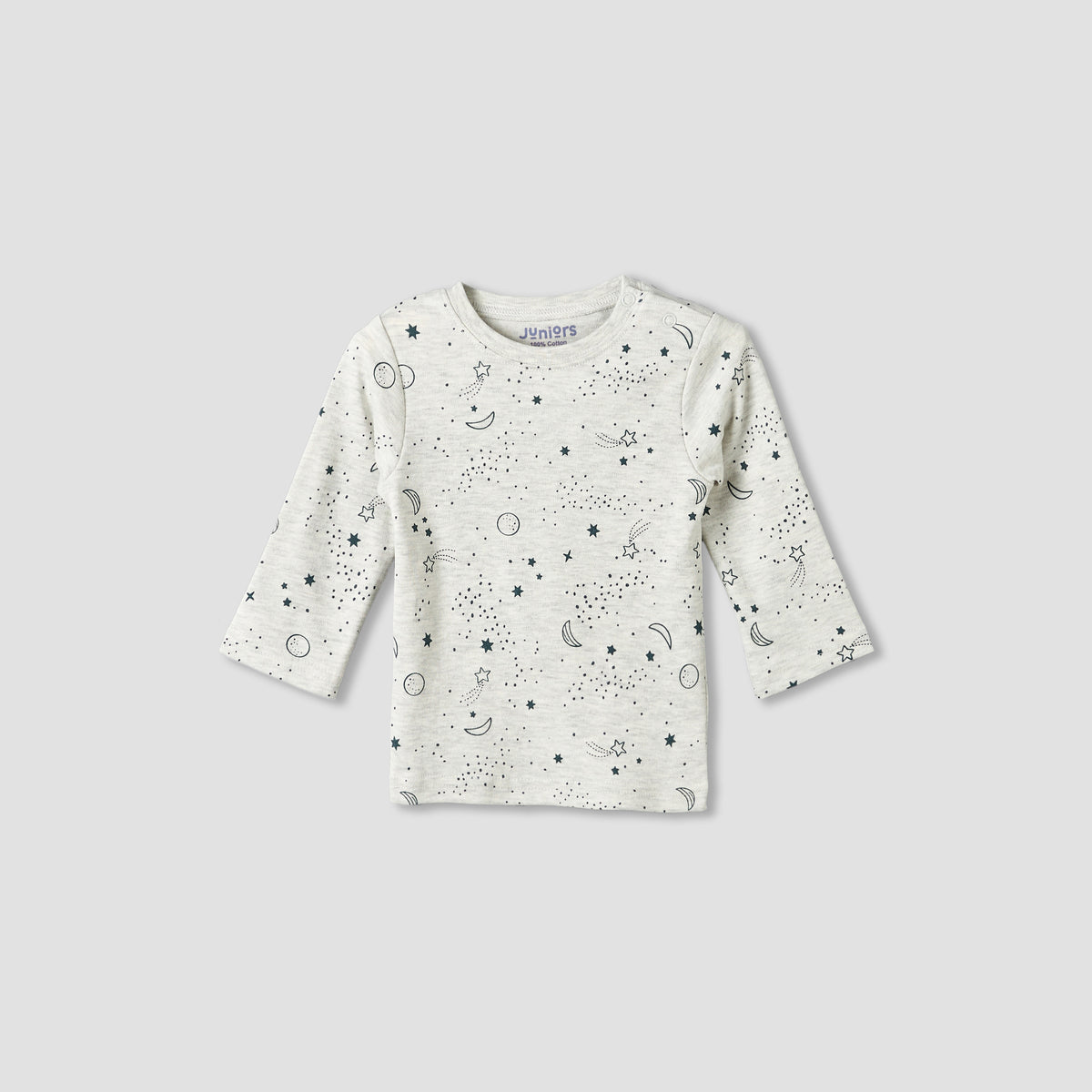 Pack of 4 Juniors Cotton Crew Neck Long Sleeves Pyjama Set with Space Print