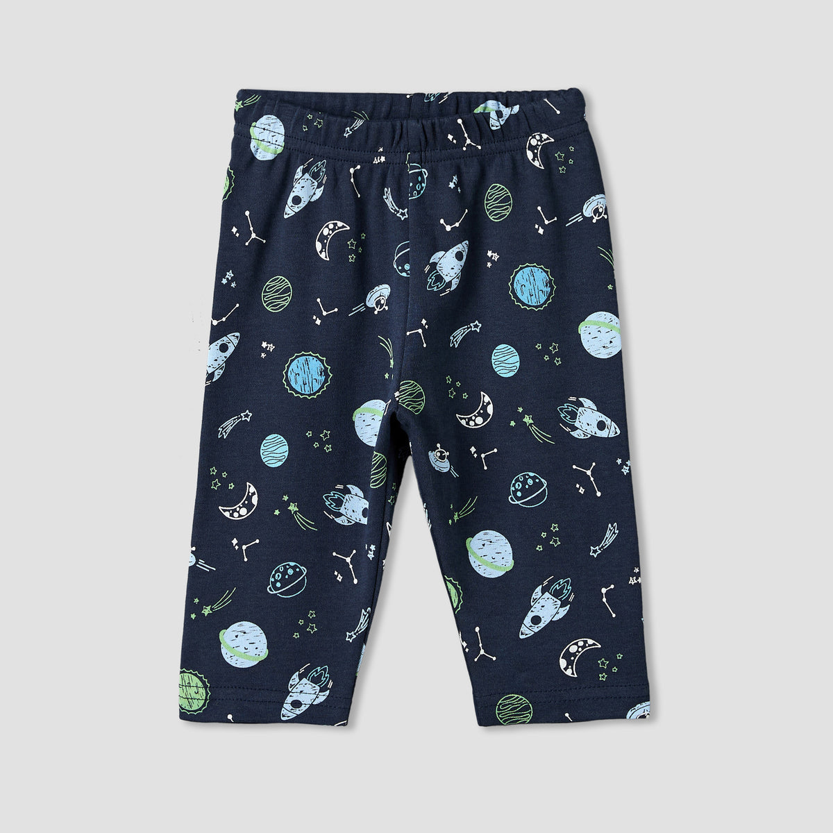 Pack of 4 Juniors Cotton Crew Neck Long Sleeves Pyjama Set with Space Print