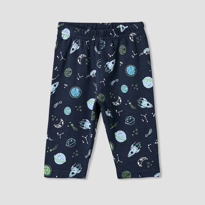 Pack of 4 Juniors Cotton Crew Neck Long Sleeves Pyjama Set with Space Print