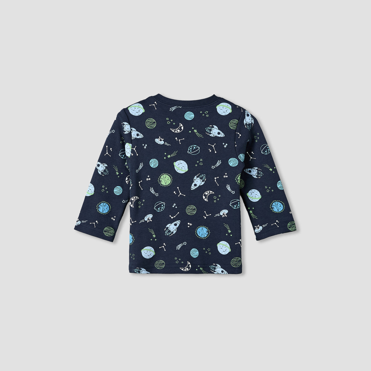 Pack of 4 Juniors Cotton Crew Neck Long Sleeves Pyjama Set with Space Print