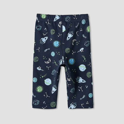 Pack of 4 Juniors Cotton Crew Neck Long Sleeves Pyjama Set with Space Print