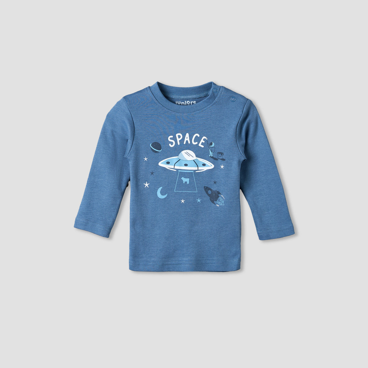Pack of 4 Juniors Cotton Crew Neck Long Sleeves Pyjama Set with Space Print