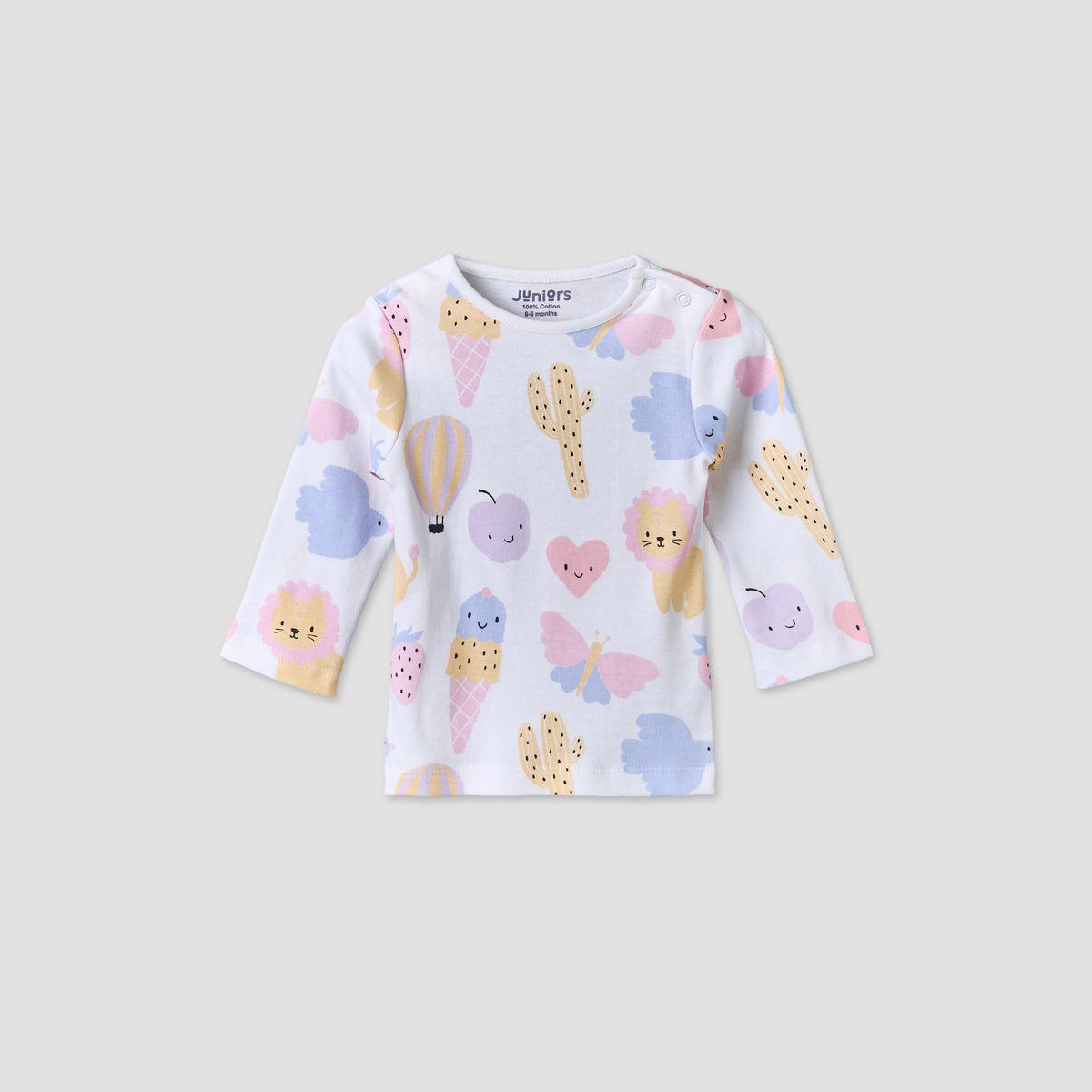 Pack of 4 Juniors Cotton Crew Neck Long Sleeves Pyjama Set with Assorted Prints