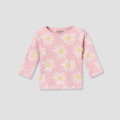 Pack of 4 Juniors Cotton Crew Neck Long Sleeves Pyjama Set with Floral Print