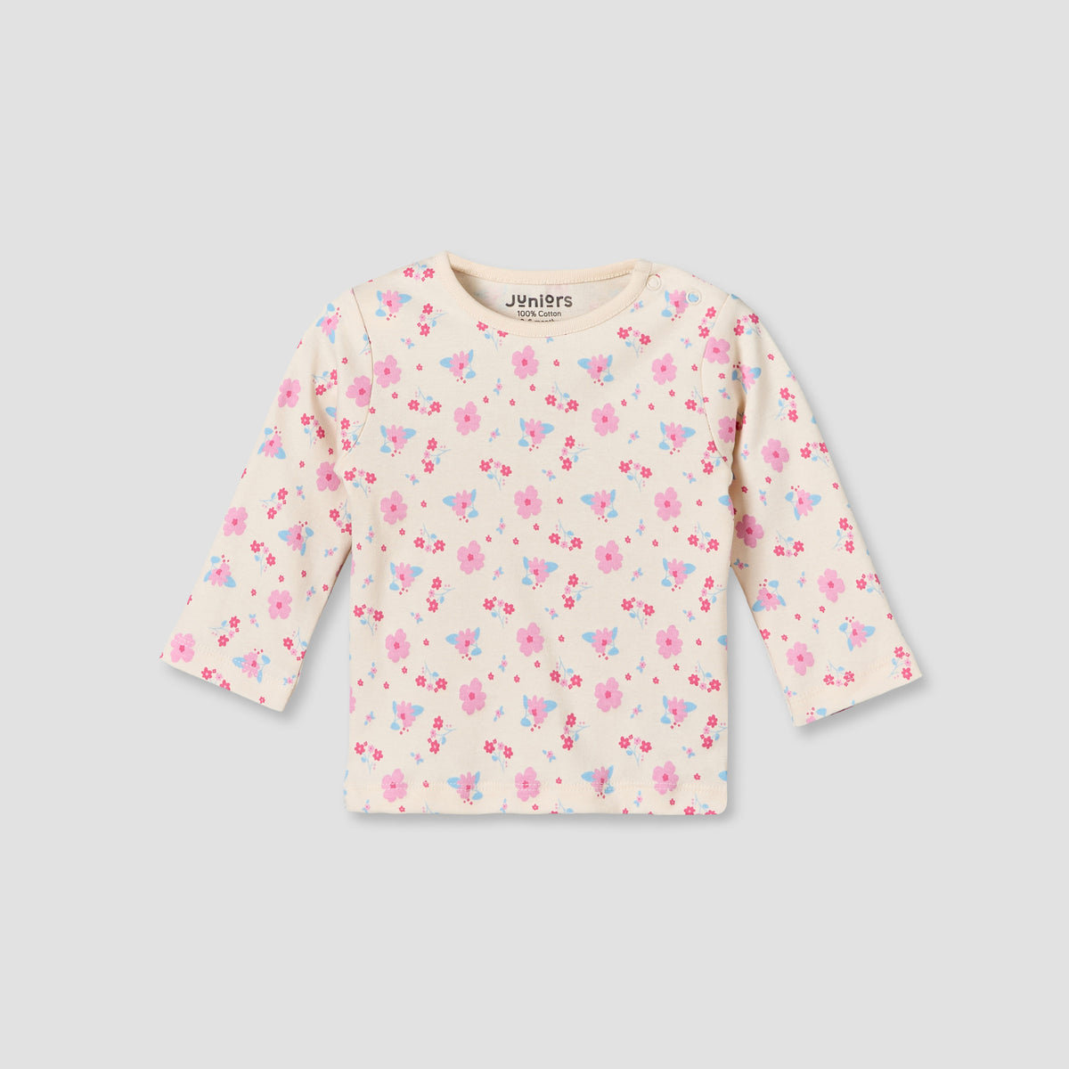 Pack of 4 Juniors Cotton Crew Neck Long Sleeves Pyjama Set with Floral Print