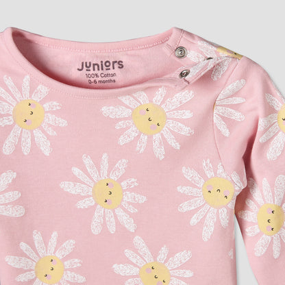 Pack of 4 Juniors Cotton Crew Neck Long Sleeves Pyjama Set with Floral Print