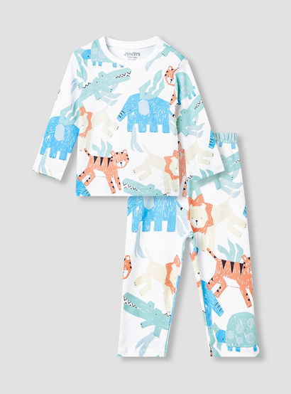Juniors Animal Print T-shirt and Pyjama Set-baby-boys-clothing-nightwear-pyjamasets-image-1