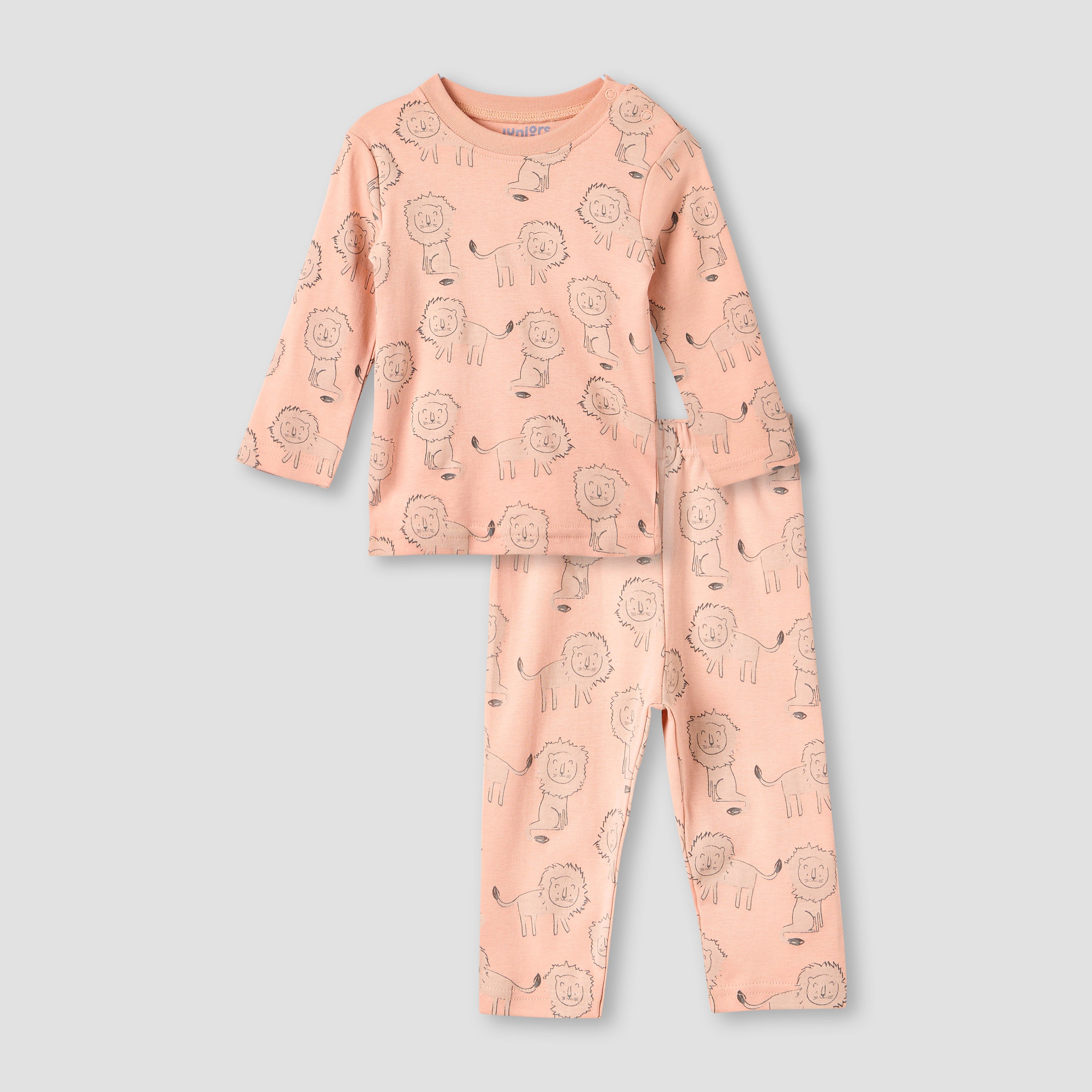 Juniors Pyjama Set with Print - Cotton - Long Sleeves - Crew Neck