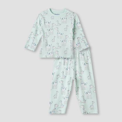Juniors Giraffe Print T-shirt and Pyjama Set - White / 12-18 mths