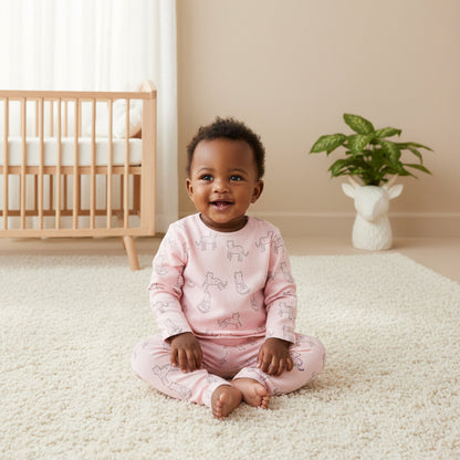 Juniors Pyjama Set with Bear Print - Cotton - Long Sleeves - Crew Neck