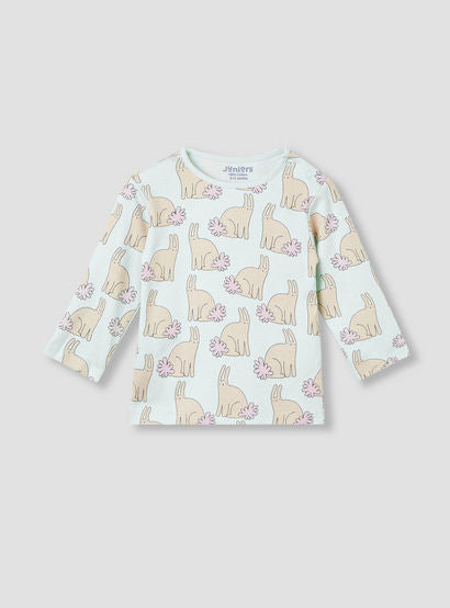 Juniors Bunny Print T-shirt and Pyjama Set-baby-girls-clothing-nightwear-pyjamasets-image-3