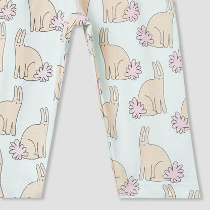 Juniors Bunny Print T-shirt and Pyjama Set