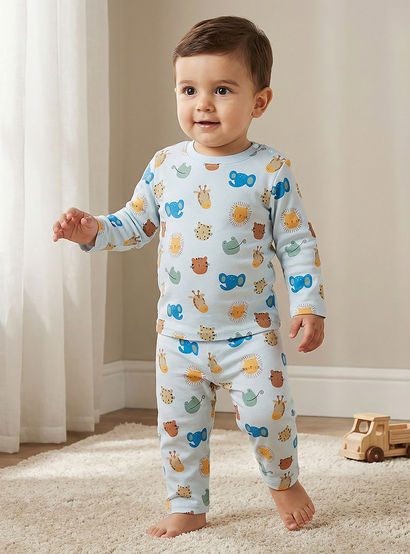 Juniors Bunny Print T-shirt and Pyjama Set-baby-girls-clothing-nightwear-pyjamasets-image-1