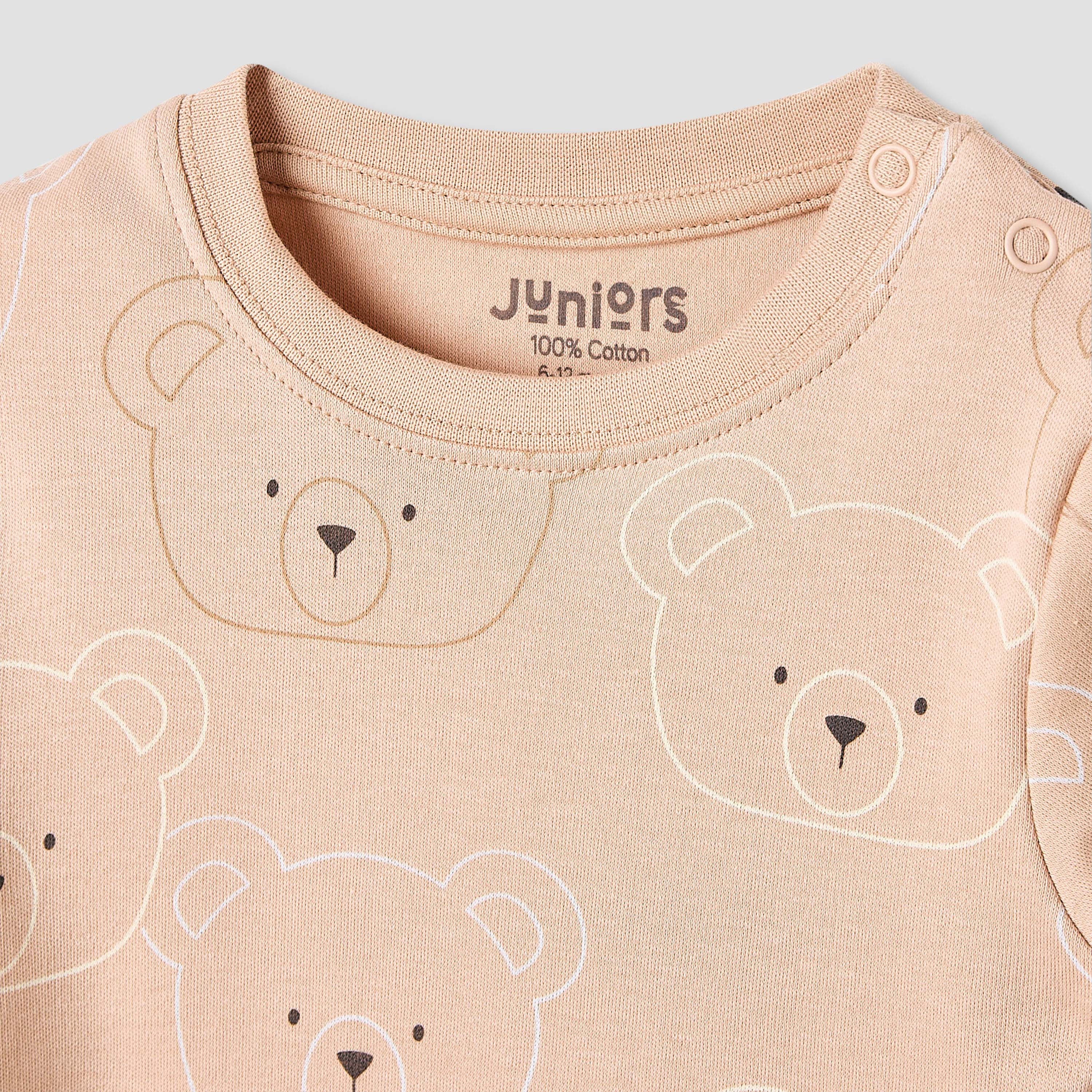 Juniors Pyjama Set with Bear Print - Cotton - Long Sleeves - Round Neck