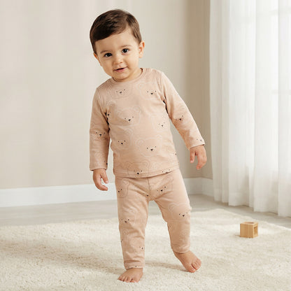 Juniors Pyjama Set with Bear Print - Cotton - Long Sleeves - Round Neck
