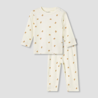 Juniors Pyjama Set with Bear Print - Cotton - Long Sleeves - Crew Neck