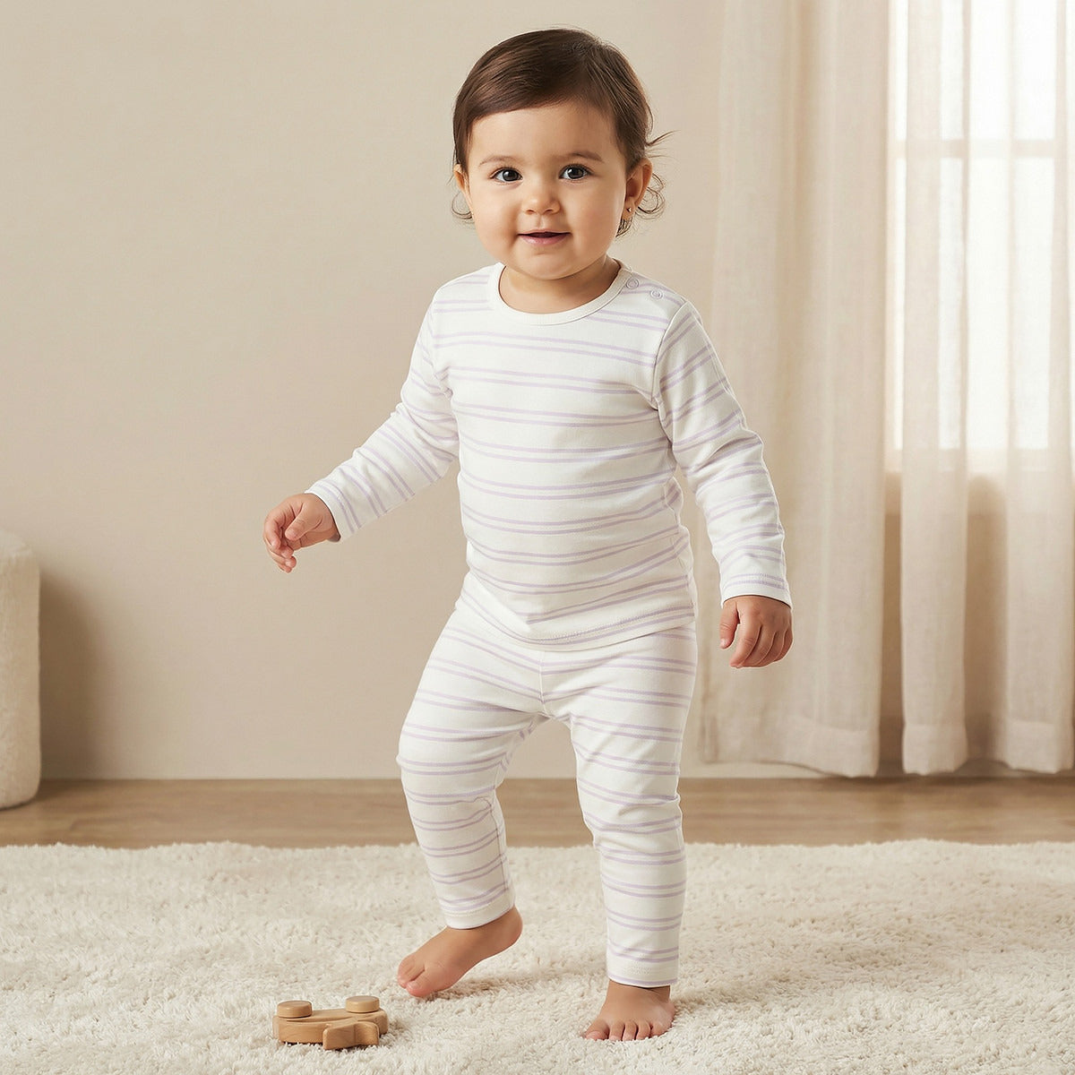 Juniors Pyjama Set with Print - Cotton - Long Sleeves - Crew Neck