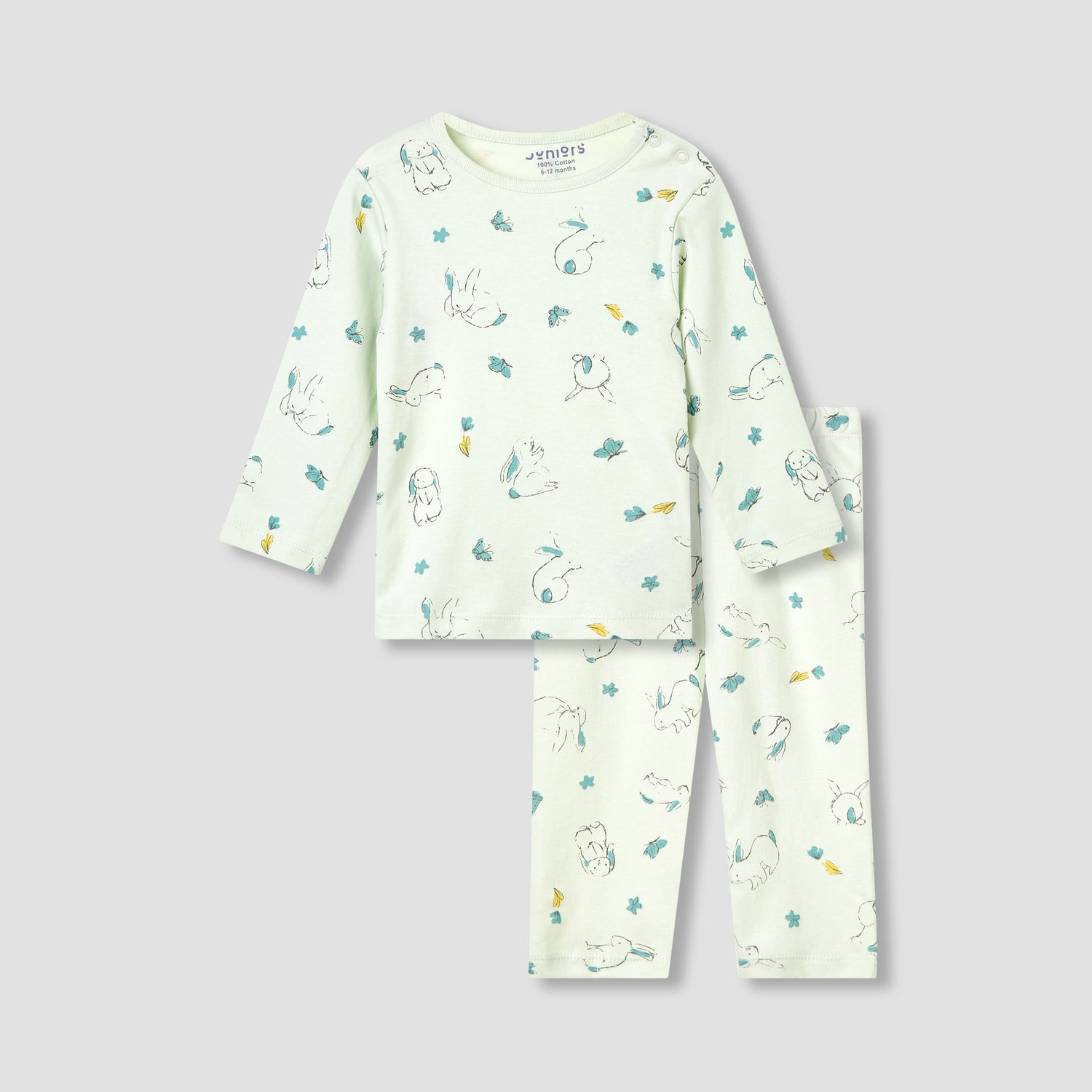 Juniors Pyjama Set with Bear Print - Cotton - Long Sleeves - Crew Neck