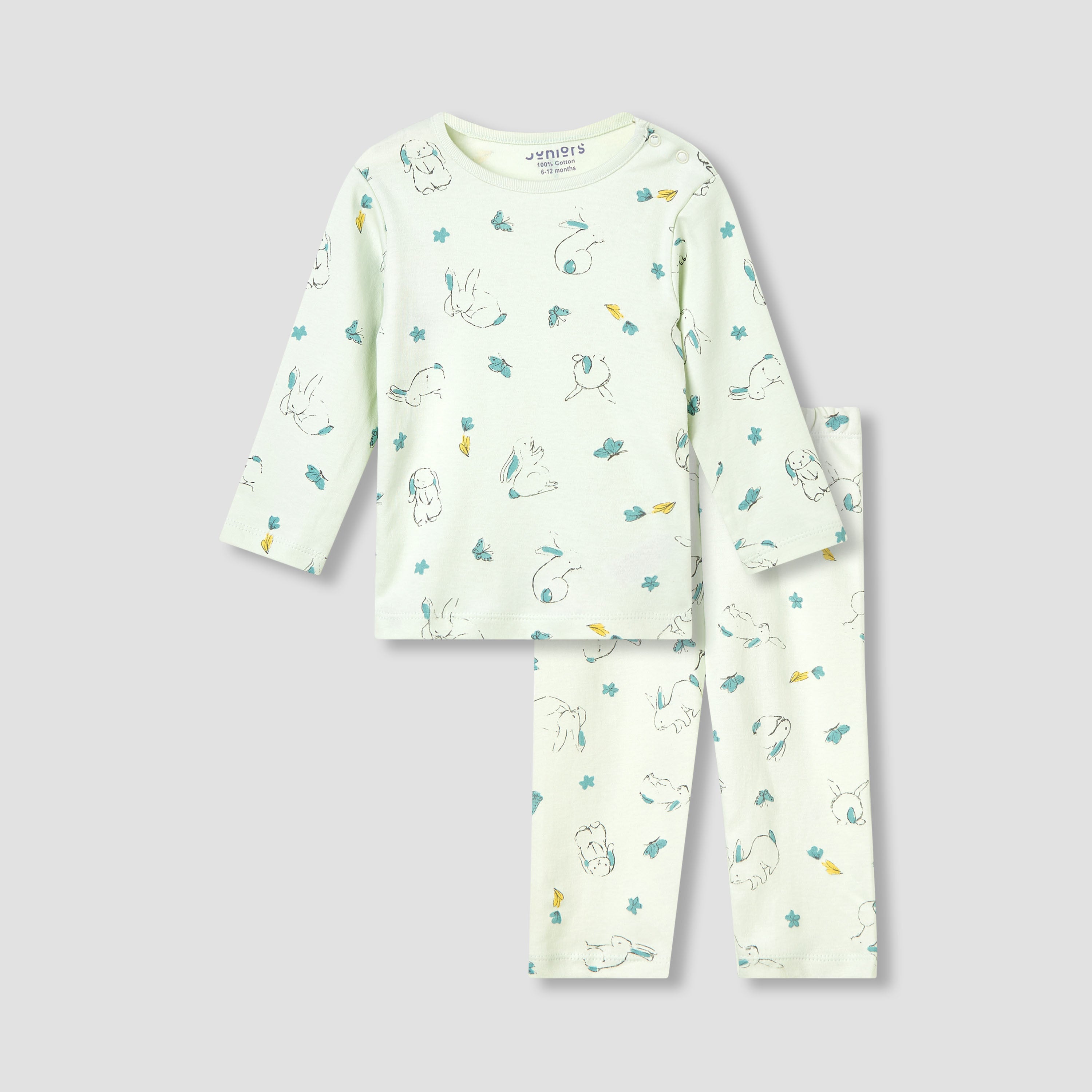 Juniors Pyjama Set with Bear Print - Cotton - Long Sleeves - Crew Neck