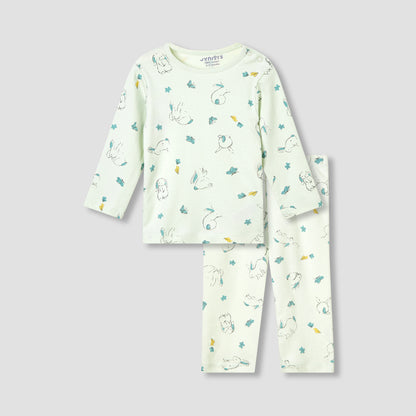 Juniors Pyjama Set with Bear Print - Cotton - Long Sleeves - Crew Neck