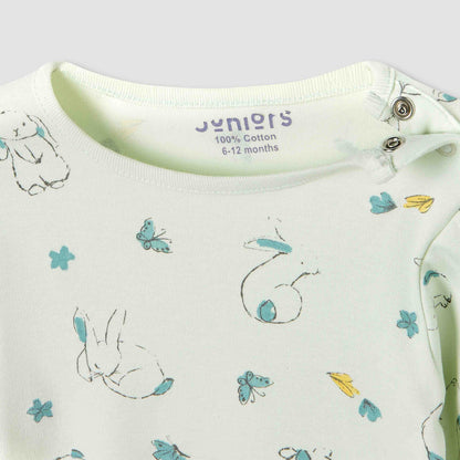 Juniors Pyjama Set with Bear Print - Cotton - Long Sleeves - Crew Neck
