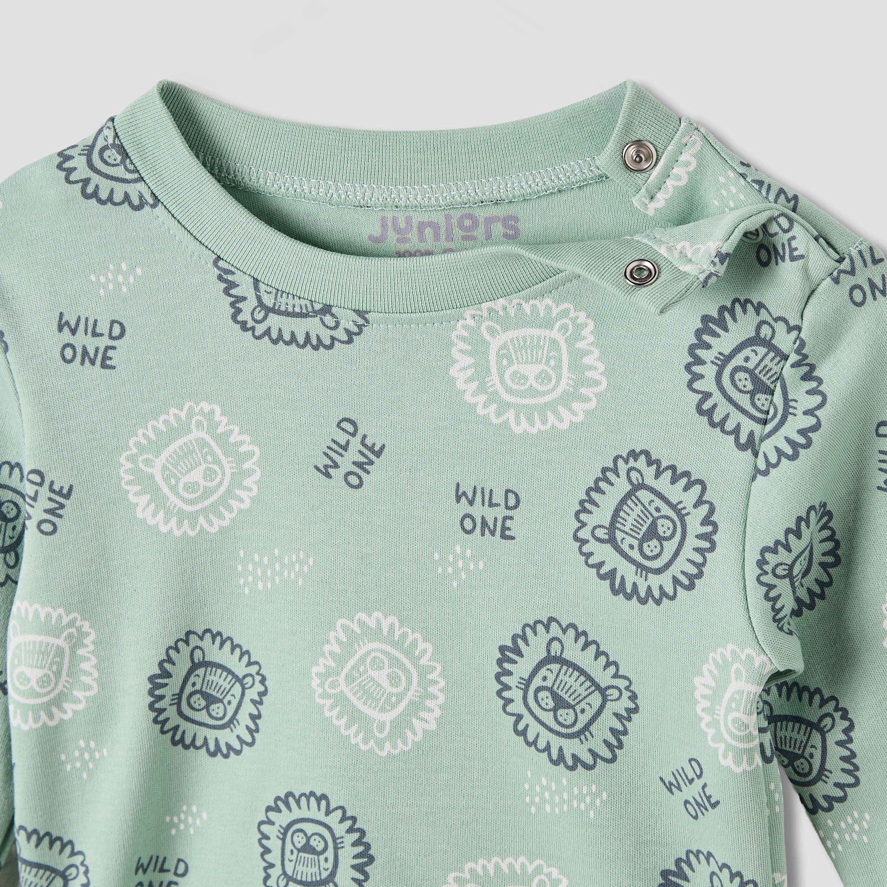 Juniors Lion Print Long Sleeve T-shirt and Pyjama Set