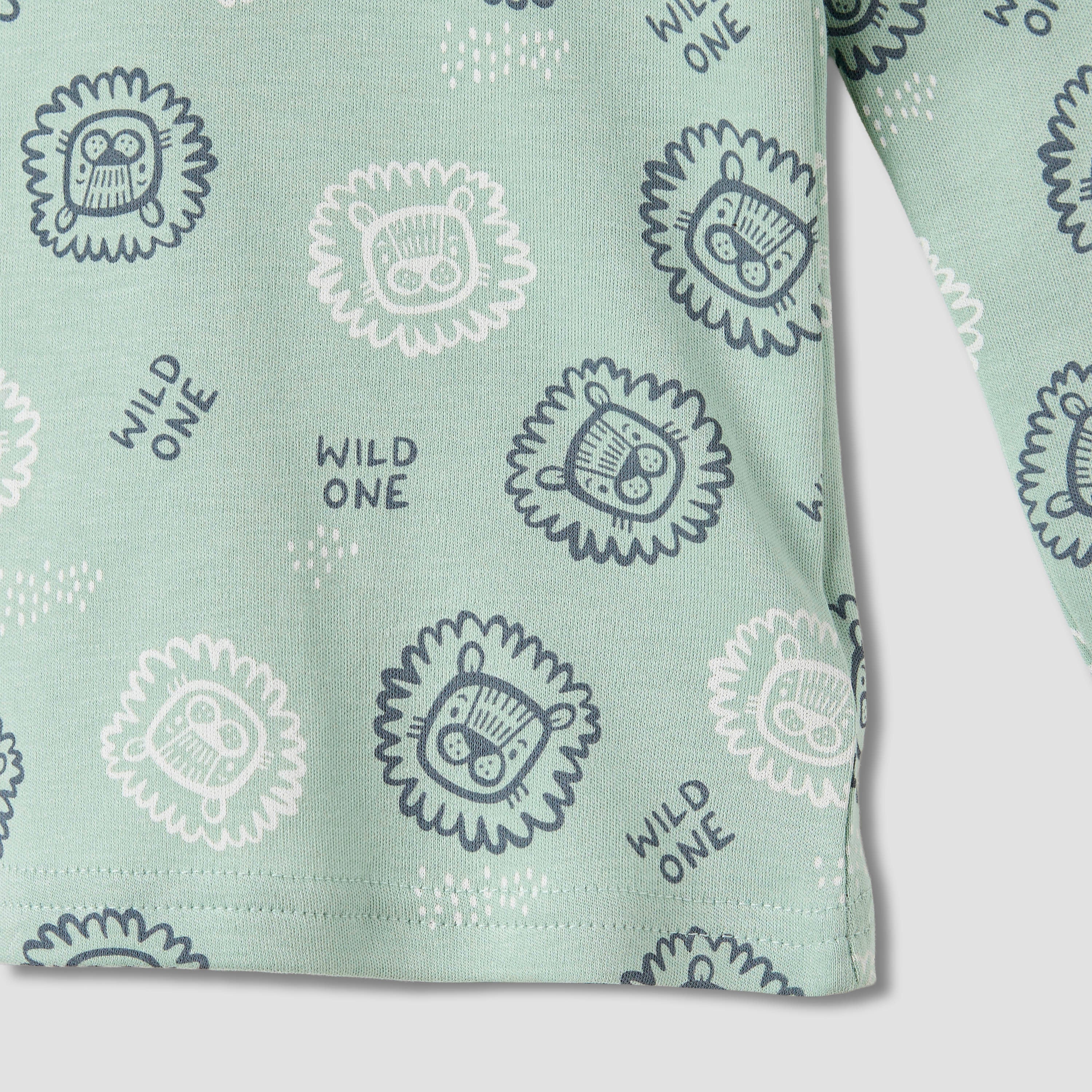 Juniors Lion Print Long Sleeve T-shirt and Pyjama Set