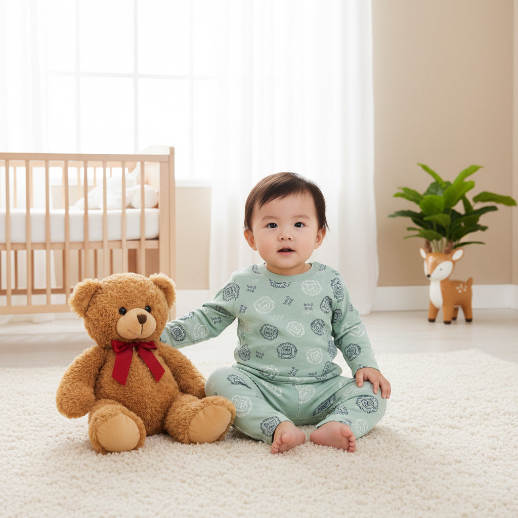 Juniors Lion Print Long Sleeve T-shirt and Pyjama Set