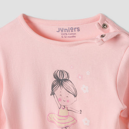Juniors Printed Long Sleeve T-shirt and Pyjama Set