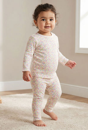 Juniors Floral Print T-shirt and Pyjama Set