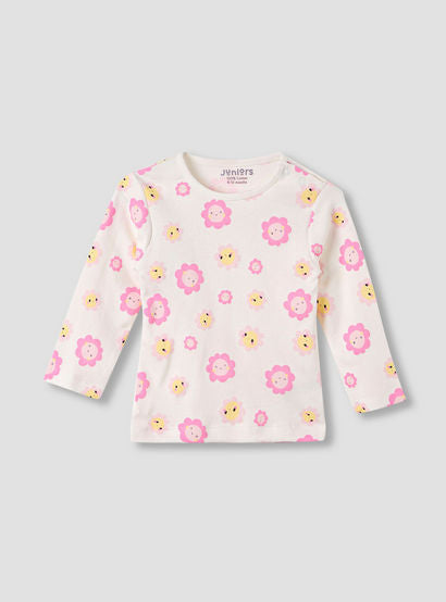 Juniors Smiley Print T-shirt and Pyjama Set-baby-girls-clothing-nightwear-pyjamasets-image-2