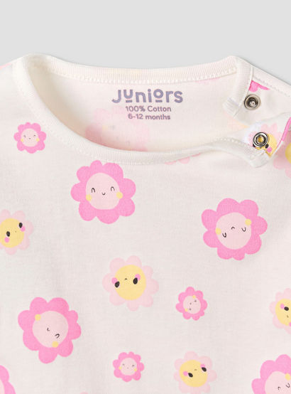 Juniors Smiley Print T-shirt and Pyjama Set-baby-girls-clothing-nightwear-pyjamasets-image-4