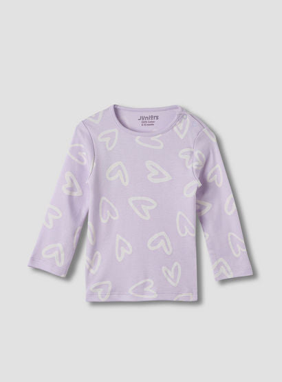 Juniors Heart Print T-shirt and Pyjama Set-baby-girls-clothing-nightwear-pyjamasets-image-2