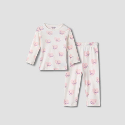 Juniors Heart Print T-shirt and Pyjama Set