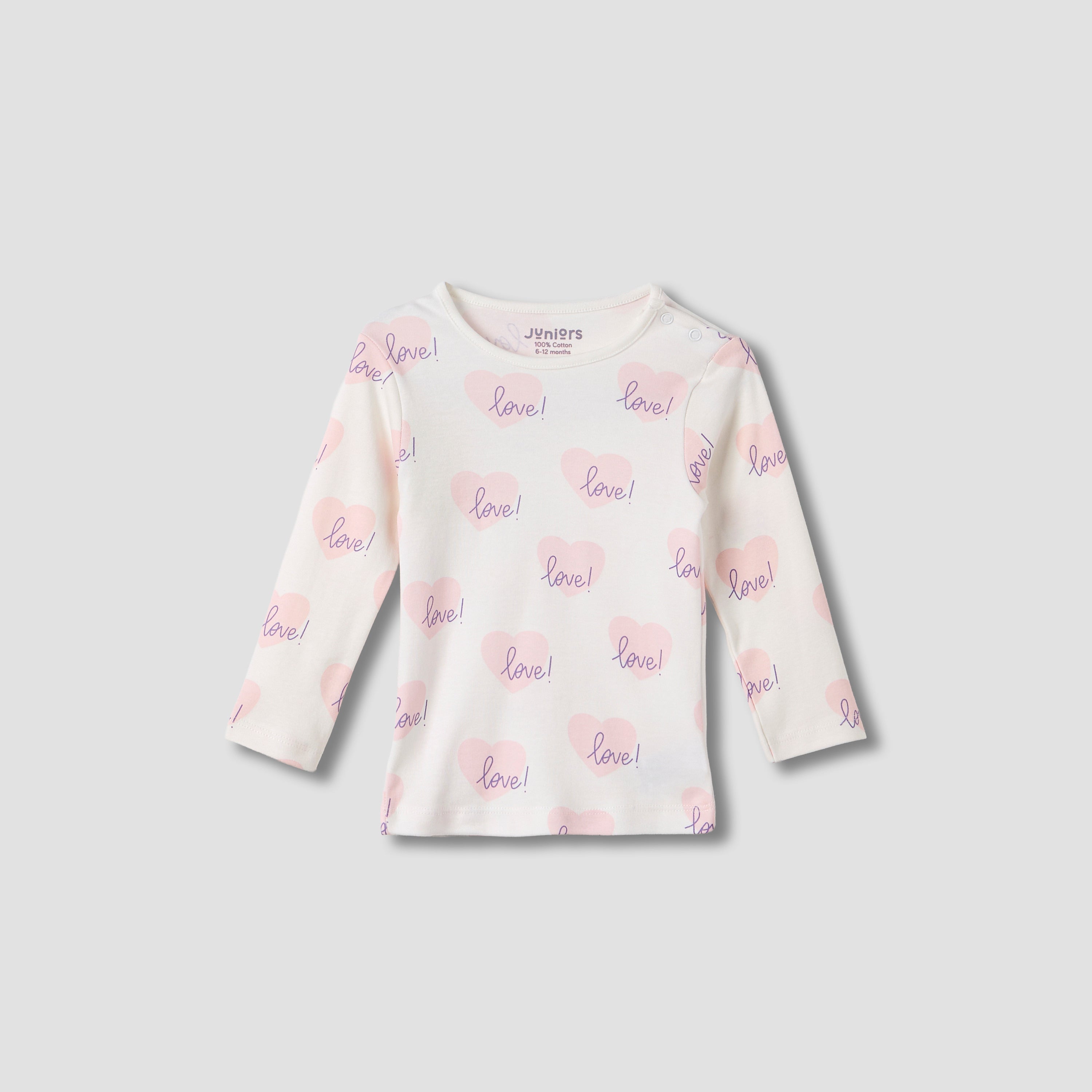 Juniors Heart Print T-shirt and Pyjama Set