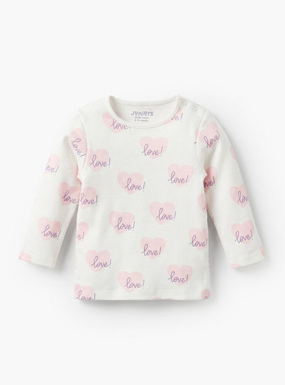 Juniors Heart Print T-shirt and Pyjama Set-baby-girls-clothing-nightwear-pyjamasets-image-3