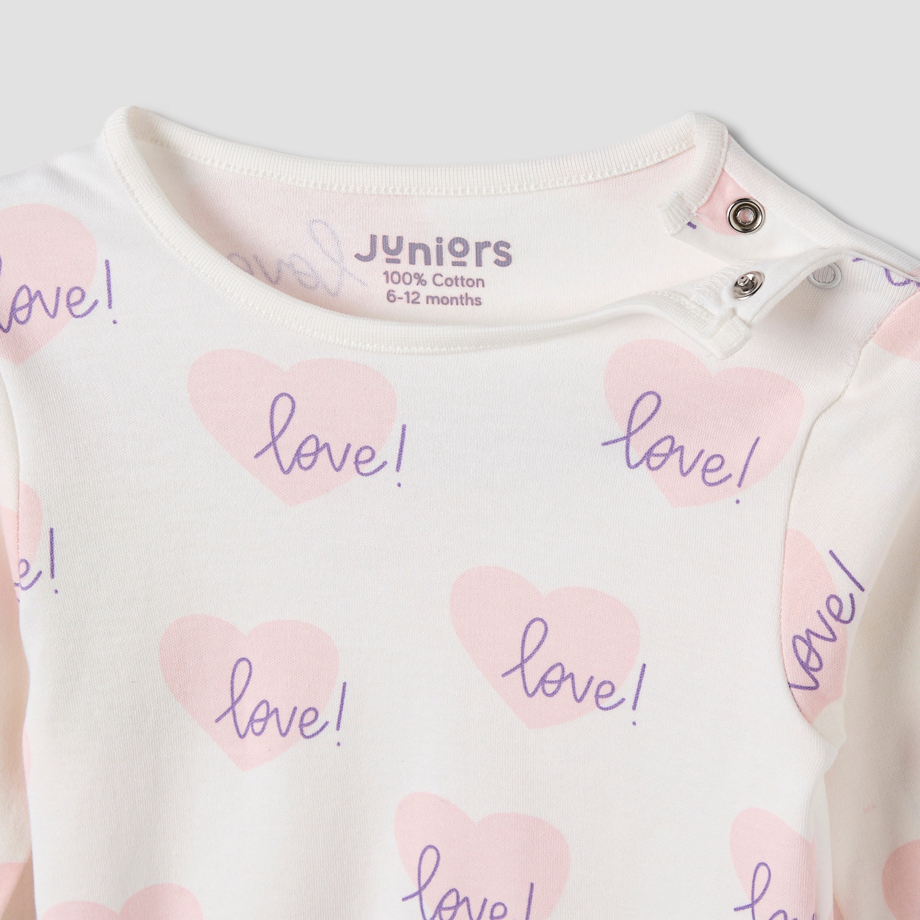 Juniors Heart Print T-shirt and Pyjama Set