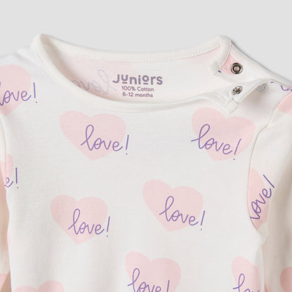 Juniors Heart Print T-shirt and Pyjama Set