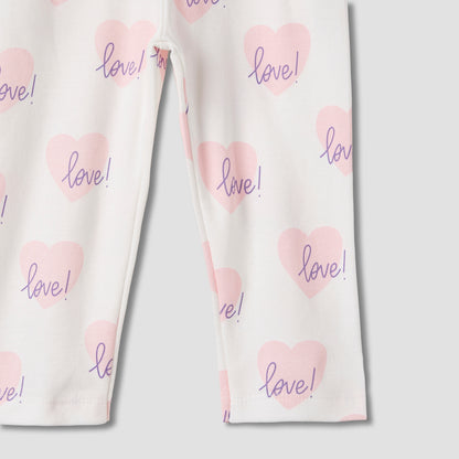 Juniors Heart Print T-shirt and Pyjama Set