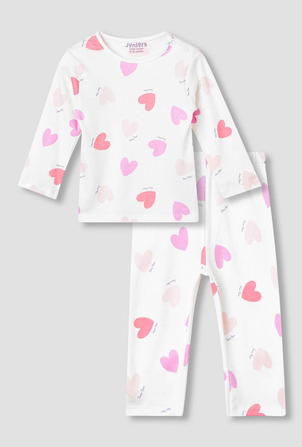Juniors Heart Print T-shirt and Pyjama Set