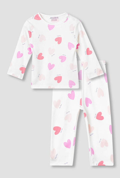 Juniors Heart Print T-shirt and Pyjama Set