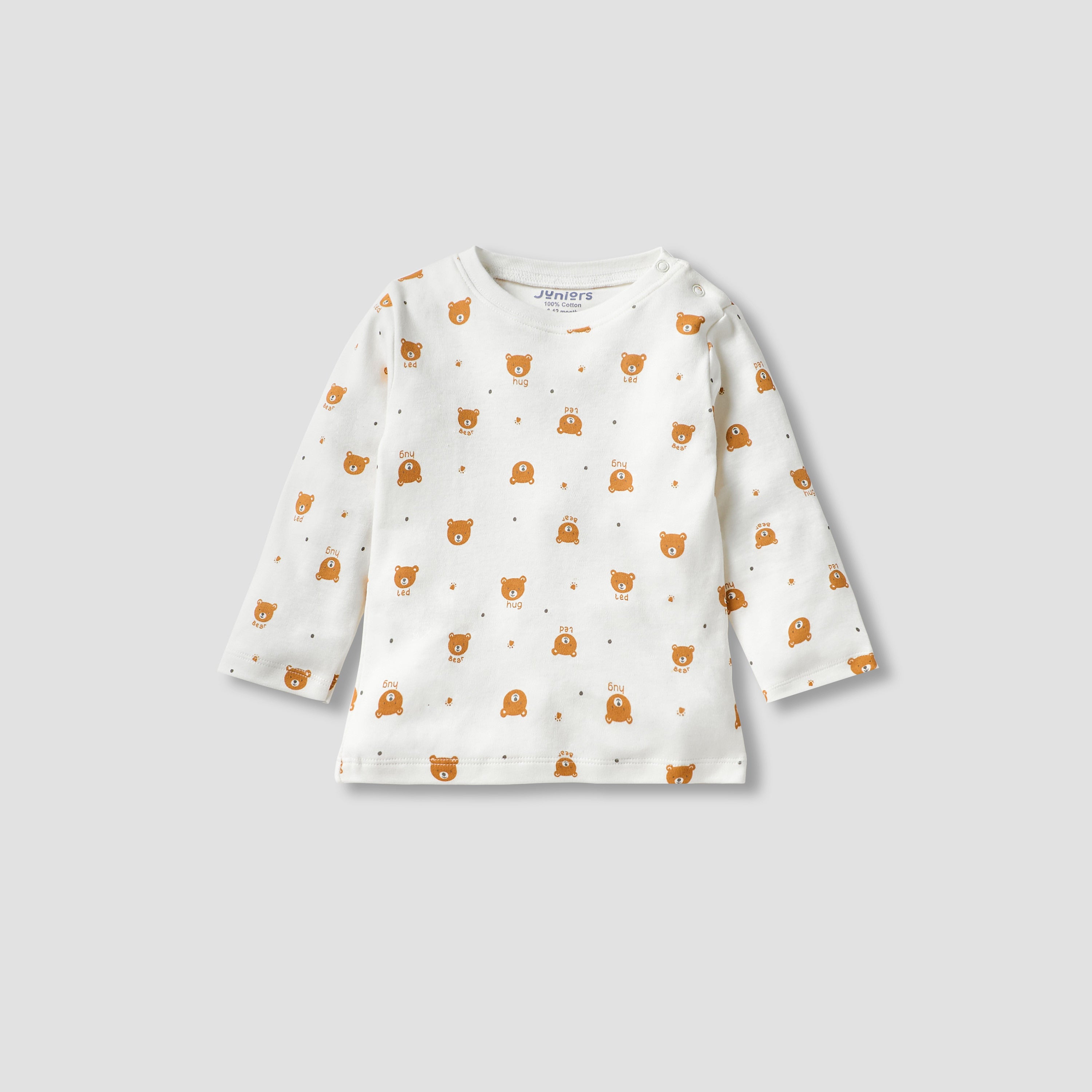 Juniors Bear Print Long Sleeves T-shirt and Pyjama Set