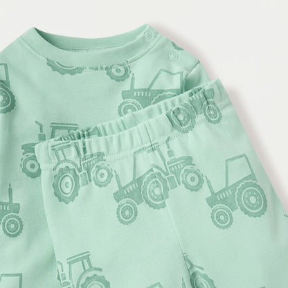 Juniors Tractor Print Long Sleeves T-shirt and Pyjama Set