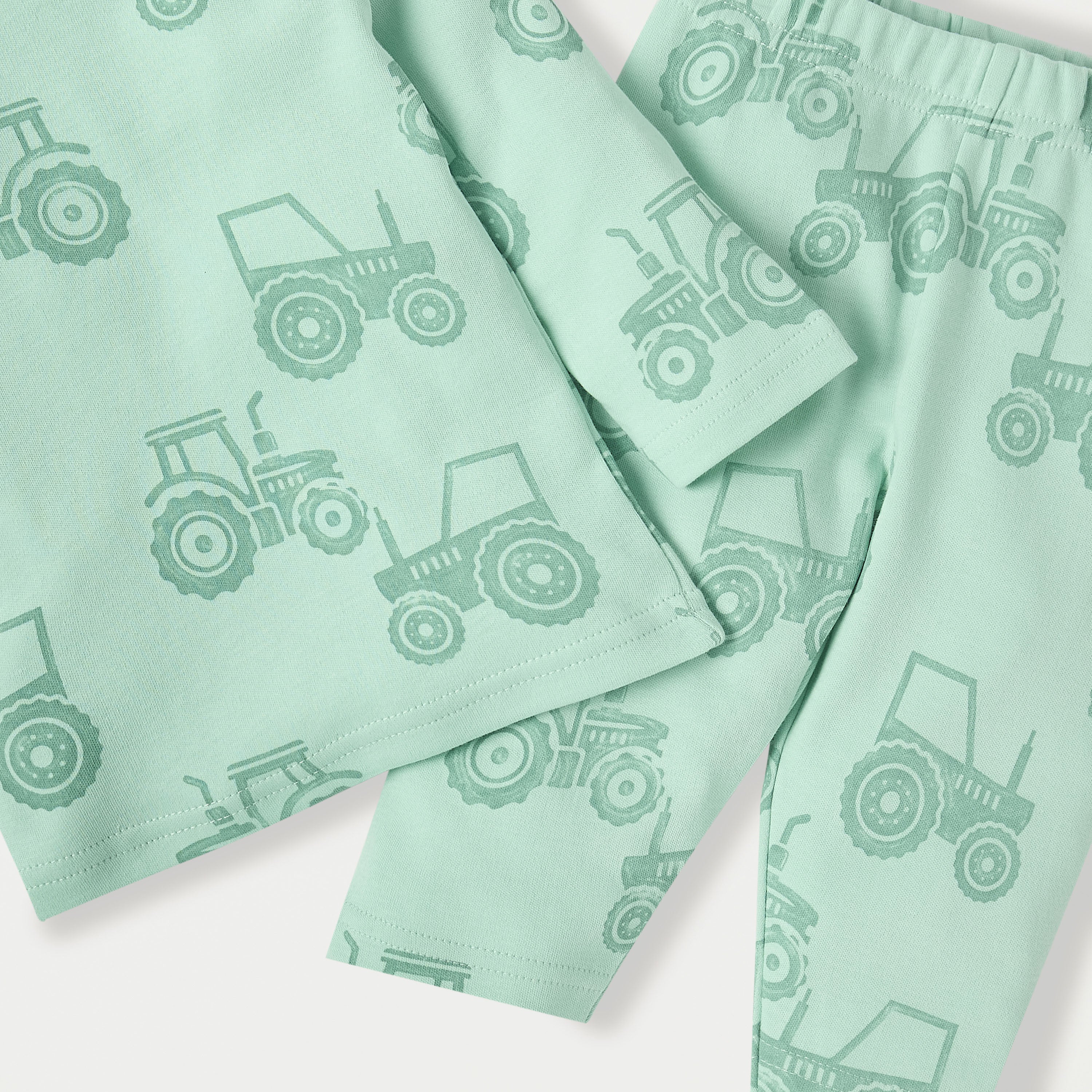 Juniors Tractor Print Long Sleeves T-shirt and Pyjama Set