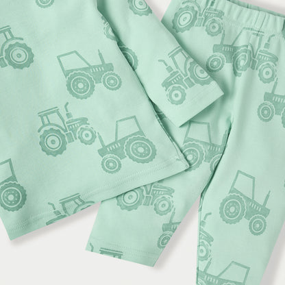Juniors Tractor Print Long Sleeves T-shirt and Pyjama Set