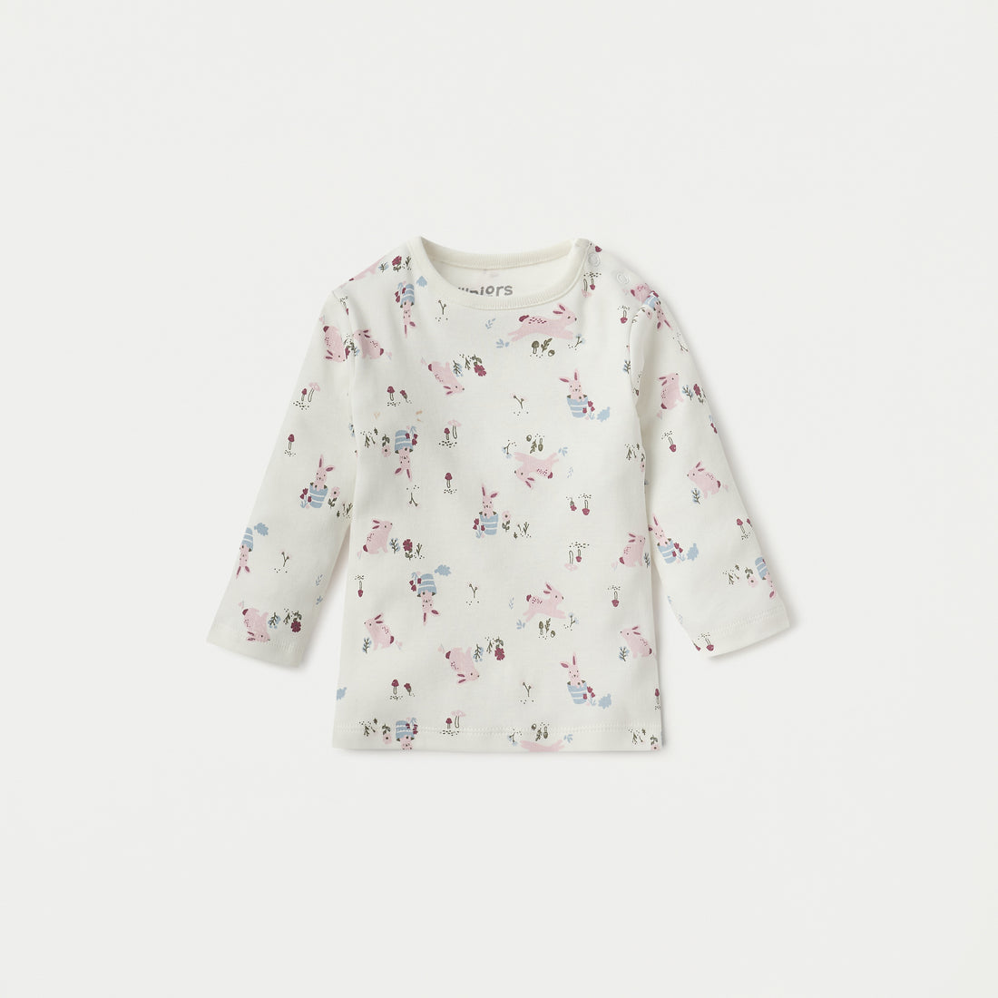 Juniors Printed Long Sleeves T-shirt and Pyjama Set - White / 12-18 mths