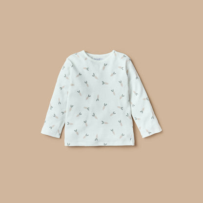 Juniors All-Over Carrot Print Long Sleeves T-shirt and Elasticated Pyjama Set