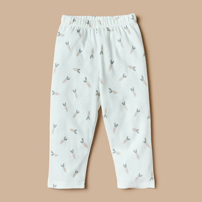 Juniors All-Over Carrot Print Long Sleeves T-shirt and Elasticated Pyjama Set